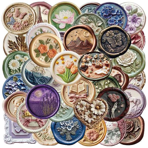 50Pcs Flower PET Embossed Stickers 50Pcs Flower PET Embossed Stickers