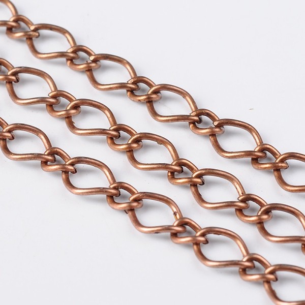 

PandaHall Iron Handmade Chains Figaro Chains Mother-Son Chains, Unwelded, Red Copper Color, with Spool, Mother Link: 7x10mm, Son Link: 4x6mm...