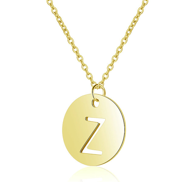 

PandaHall 201 Stainless Steel Initial Pendants Necklaces, with Cable Chains, Flat Round with Letter, Golden, Letter.Z, 16.3 inch(40cm), 1mm...