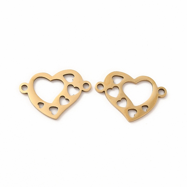 

PandaHall 201 Stainless Steel Connector Charms, Hollow Heart Links, Golden, 12x17x1mm, Hole: 1.4mm 201 Stainless Steel Heart
