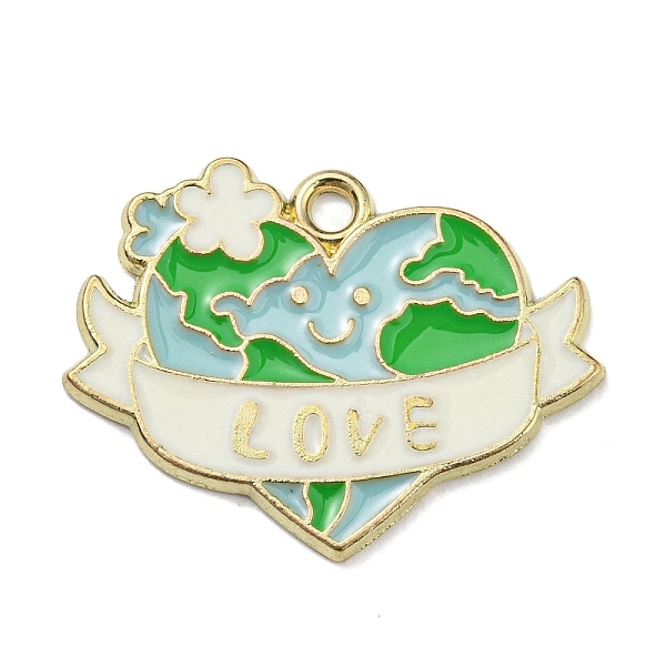 

PandaHall Alloy Enmael Pendants, Golden, Earth Charm, Word Love, 19x26x1mm, Hole: 1.8mm Alloy+Enamel Word