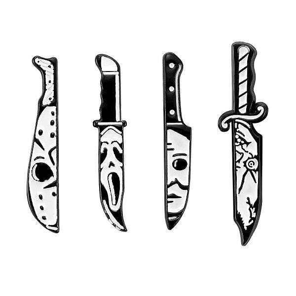 

PandaHall 4 Pieces Halloween Scary Themed Enamel Knife Pins Gothic Dagger Shape Badges Pins Alloy Metal Pins Knife Lapel Pins Holiday Gifts..., White