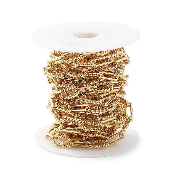

PandaHall Rack Plating Brass Paperclip Chains, Lead Free & Cadmium Free, Unwelded, with Spool, Real 18K Gold Plated, 17.5x9x3mm, 17x6x2mm...