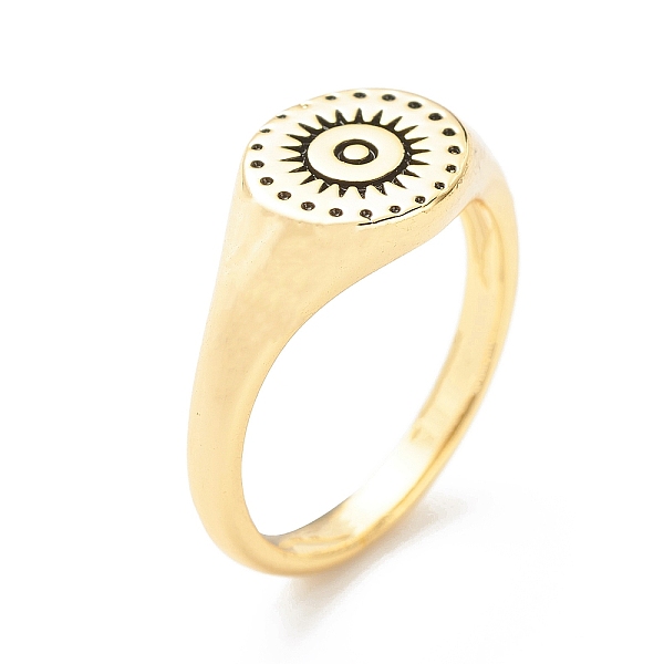 

PandaHall Brass Signet Ring for Women, Golden, Sun Pattern, 2.3~9.2mm, US Size 6(16.5mm) Brass Sun