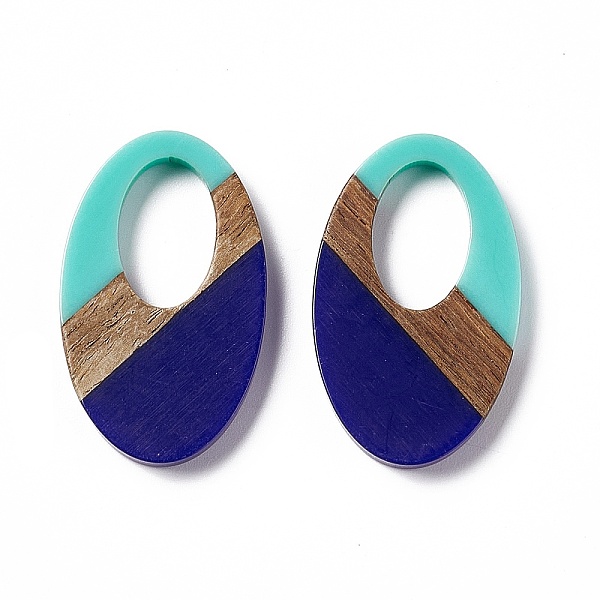 

PandaHall Opaque Resin & Walnut Wood Pendants, Oval Charms, Dark Blue, 35.5x22x3.5mm, Hole: 16X10mm Resin+Wood Oval