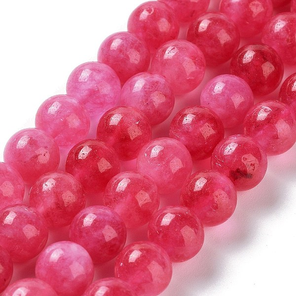 

PandaHall Dyed Natural Malaysia Jade Beads Strands, Round, Cerise, 8mm, Hole: 1.2mm, about 23pcs/strand, 7.28 inch(18.5cm) Malaysia Jade..., Red