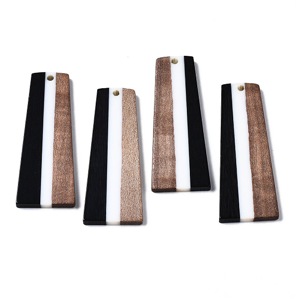 

PandaHall Resin & Walnut Wood Pendants, Trapezoid, Black, 49x19x3mm, Hole: 2mm Resin+Wood Trapezoid Black