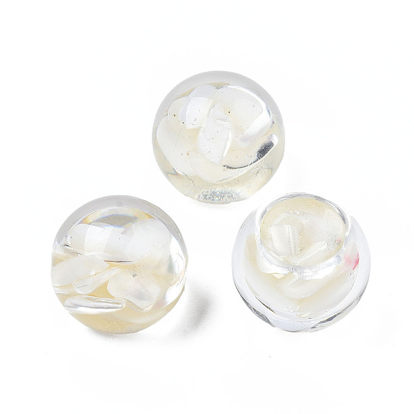 

PandaHall Transparent Acrylic Cabochons, with Shell, Round, 18x16mm Acrylic Round White