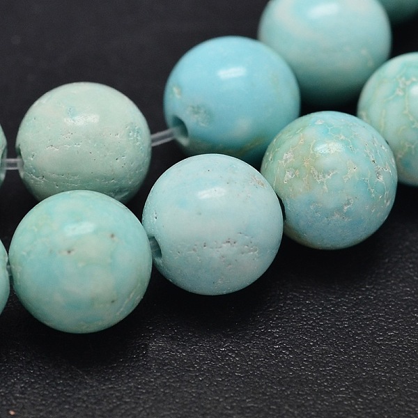 

PandaHall Natural Howlite Beads Strands, Dyed & Heated, Round, Turquoise, 10mm, Hole: 1mm, about 39pcs/strand, 15.5 inch(39.4cm) Howlite..., Green