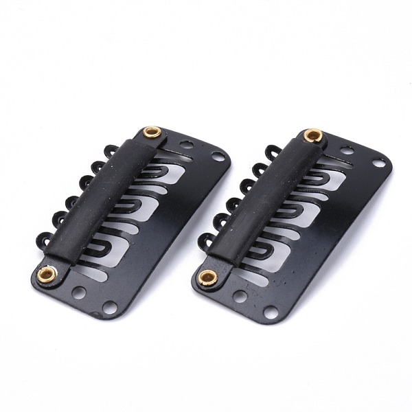 

PandaHall Spray Painted Iron Snap Hair Clips, Black, 33x16mm Iron Black