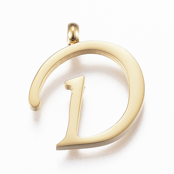 

PandaHall 304 Stainless Steel Pendants, Initial Letter, Letter.D, Golden, 18x16x2mm, Hole: 2mm 304 Stainless Steel Letter D