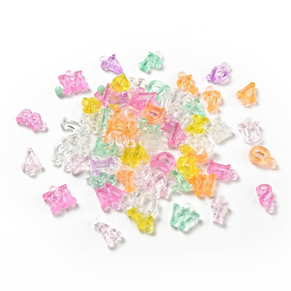 

PandaHall Transparent Acrylic Charms, Random Mixed Letters, Mixed Color, 12.5~14.5x8.5~12.5x3.5mm, Hole: 2.3mm, about 9300pcs/1.5kg Acrylic..., Multicolor
