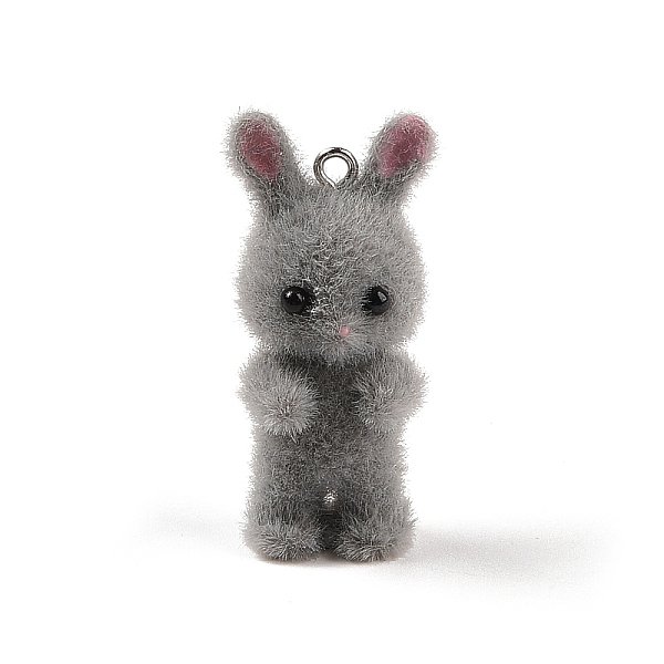

PandaHall Flocking Resin Cute Bunny Pendants, Rabbit Charms with Platinum Plated Iron Loops, Gray, 40x18x15mm, Hole: 2mm Iron+Resin Rabbit...