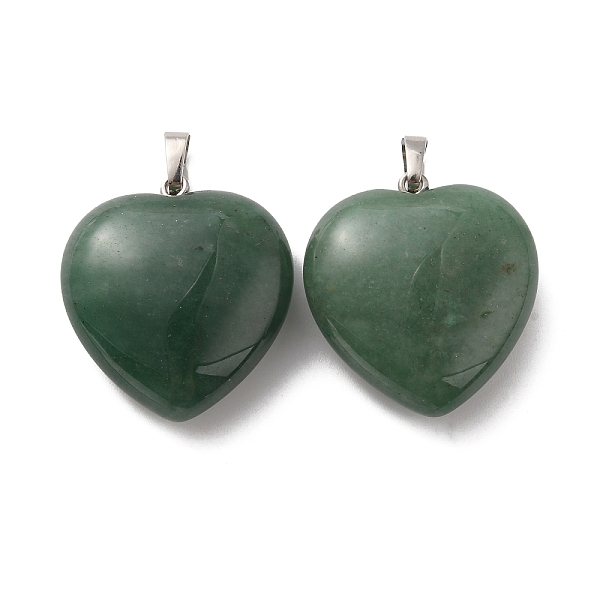 

PandaHall Natural Green Aventurine Pendants, Heart Charms, with Rack Plating Platinum Tone Brass Snap on Bails, 32~33x30~31x12~13mm, Hole...