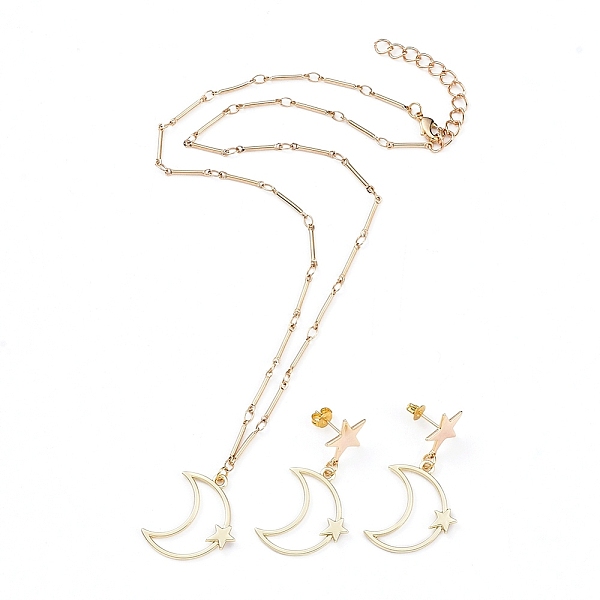 

PandaHall Pendant Necklace and Dangle Stud Earring Jewelry Sets, with Alloy Pendant, Brass Stud Earring Findings, Brass Bar Link Chains and...