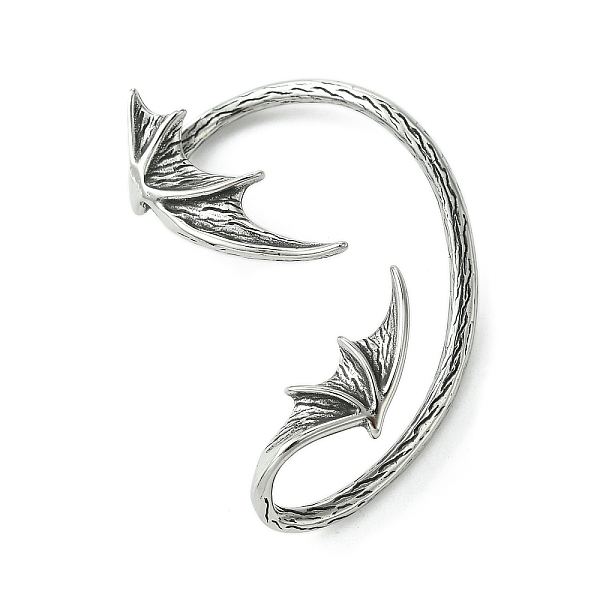 

PandaHall 316 Surgical Stainless Steel Cuff Earrings, Wing, Left, Antique Silver, 55x38mm 316 Surgical Stainless Steel Wing
