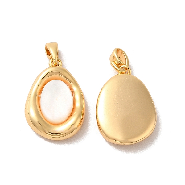 

PandaHall Brass Pendants, Oval Charms with Natural Shell, Real 18K Gold Plated, 18x12.5x3.8mm, Hole: 1.5x3mm Shell Oval