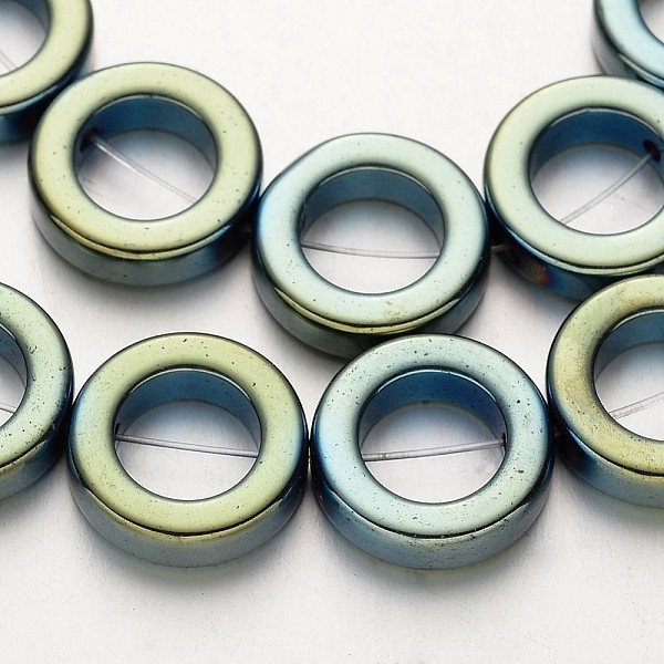 

PandaHall Electroplate Non-magnetic Synthetic Hematite Beads Strands, Ring, Green Plated, 14x4mm, Hole: 1mm, about 29pcs/strand, 15.7 inch...