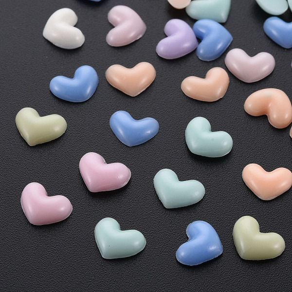

PandaHall Opaque Resin Cabochons, Heart, Mixed Color, 4.5x5x2mm Resin Heart Multicolor
