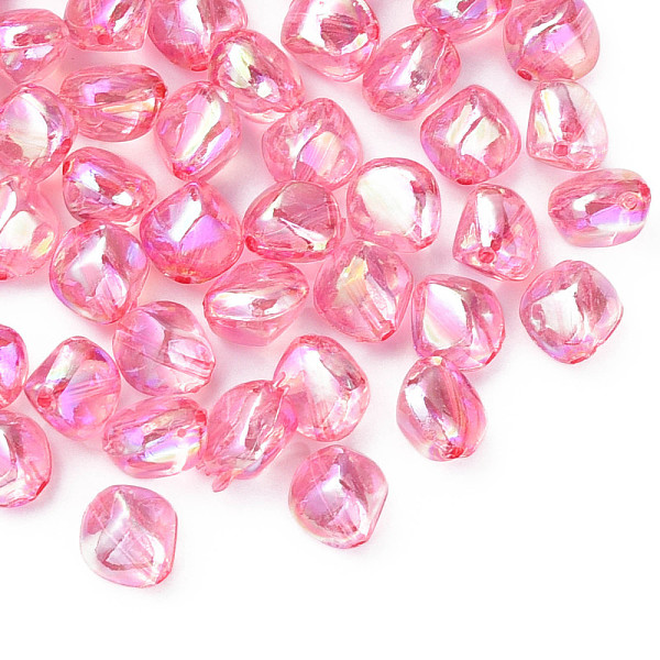 

PandaHall Transparent Acrylic Beads, AB Color Plated, Nuggets, Hot Pink, 10.5x10x8mm, Hole: 1.6mm, about 2300pcs/500g Acrylic Nuggets