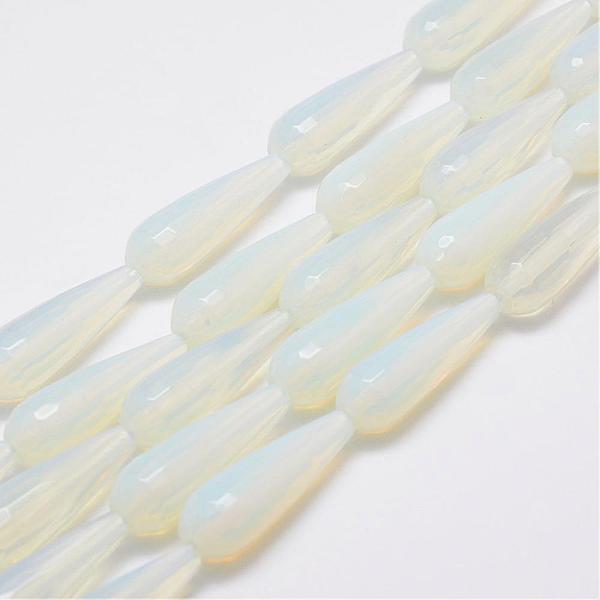

PandaHall Opalite Beads Strands, Faceted, teardrop, 30x10mm, Hole: 1mm, about 13pcs/strand, 14.9 inch(38cm) Opalite Teardrop