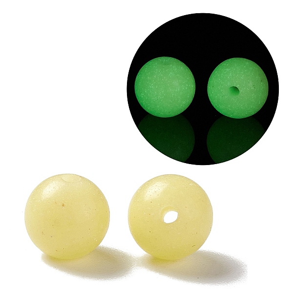 

PandaHall Luminous Candy Color Glass Bead, Glow in the Dark, Round, Light Khaki, 6mm, Hole: 0.8mm Glass Round