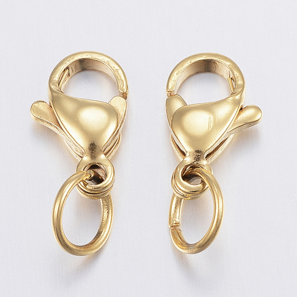 

PandaHall Ion Plating(IP) 304 Stainless Steel Lobster Claw Clasps, Golden, 10x7x3.5mm, Hole: 4mm 304 Stainless Steel Others