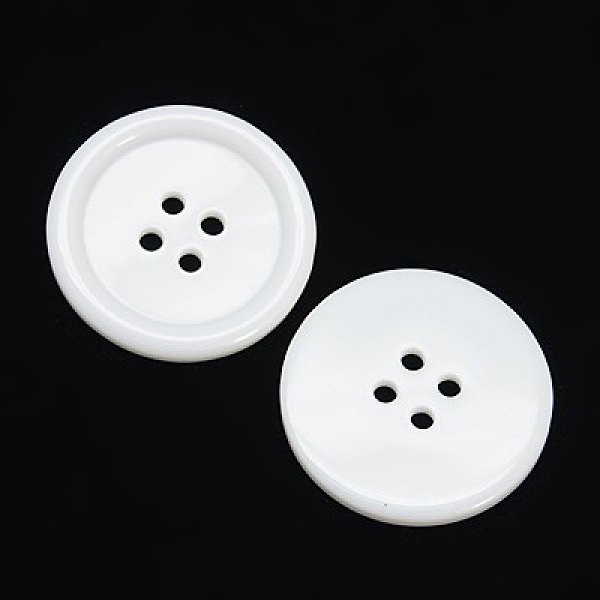 

PandaHall Resin Buttons, Dyed, Flat Round, White, 22x3mm, Hole: 2mm, 195pcs/bag Resin Flat Round White