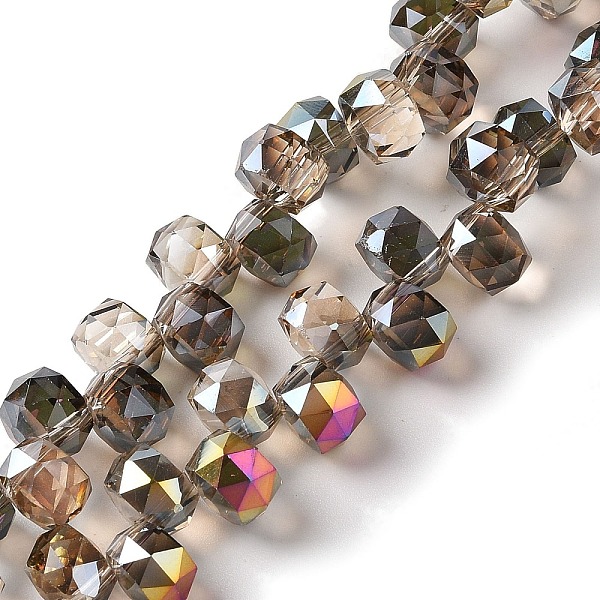 

PandaHall Half Golden Plated Electroplate Beads Strands, Faceted, Rondelle, Black, 8x6mm, Hole: 1.2mm, about 96~98pcs/strand, 20.47~20.87''...