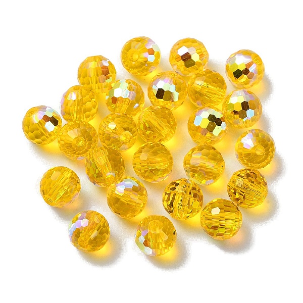 

PandaHall AB Color Plated Glass Beads, Faceted Round, Gold, 8x7mm, Hole: 1.5mm Glass Round Gold