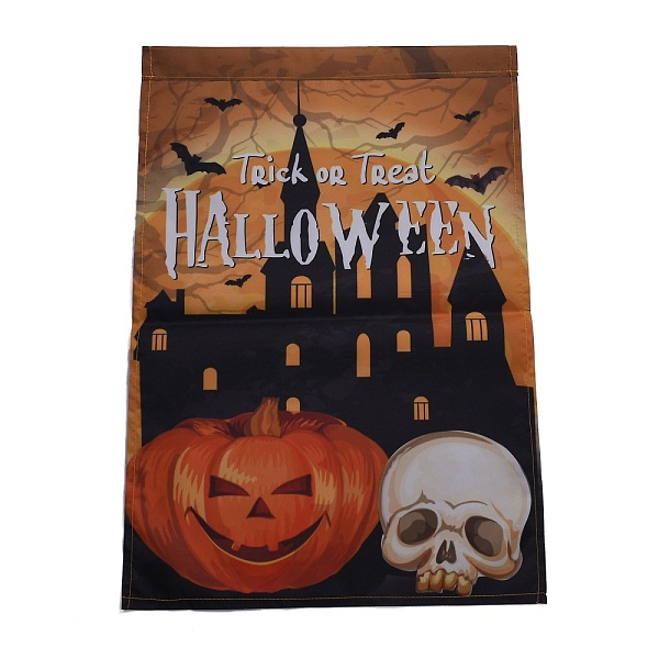 PandaHall Garden Flag for Halloween, Double Sided Polyester House Flags, for Home Garden Yard Office Decorations,, Haunted House with Skull...