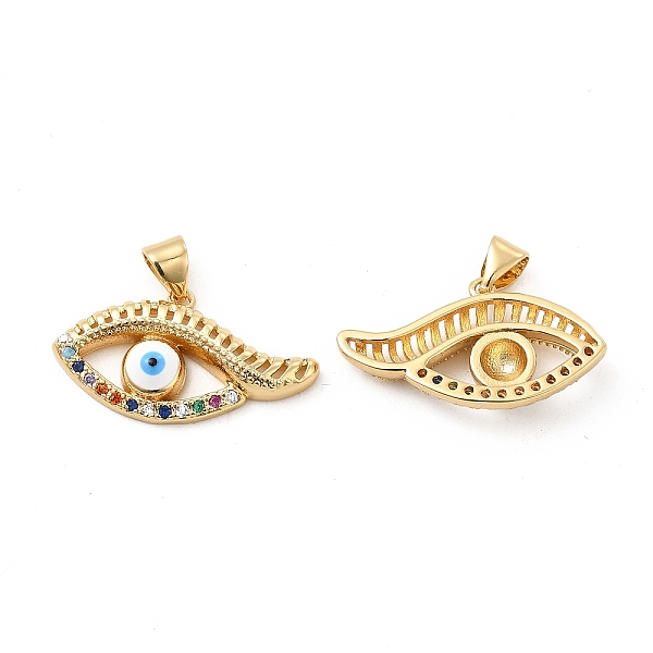 

PandaHall Brass Micro Pave Cubic Zirconia Pendants, with Enamel, Evil Eye Charm, Golden, White, 14x25.5x5.5mm, Hole: 5x3mm Brass+Cubic...