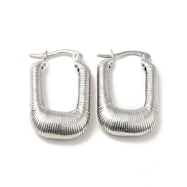 

PandaHall Rack Plating Brass Rectangle Thick Hoop Earrings for Women, Platinum, 25x16x5.5mm, Pin: 0.8mm Brass Rectangle