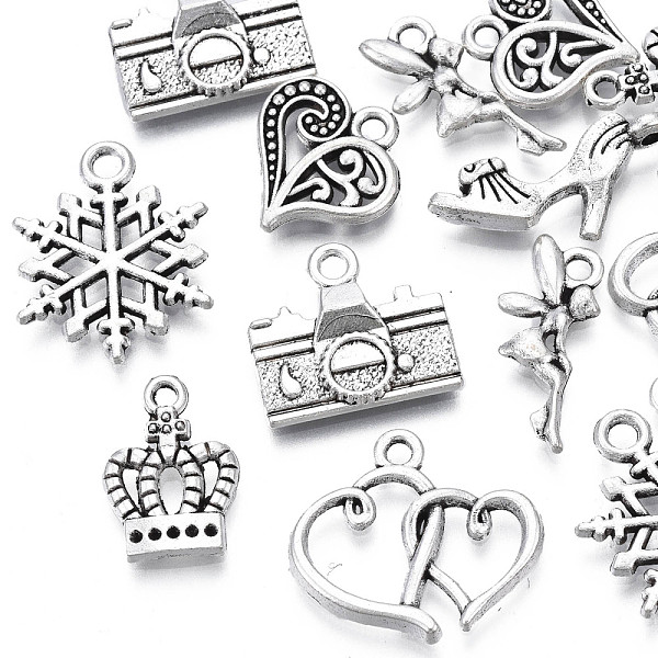 

PandaHall Tibetan Style Alloy Pendants, Cadmium Free & Lead Free, Mixed Shapes, Antique Silver, 11~19.5x8~17x1.5~2mm, Hole: 1.5~2mm Alloy...