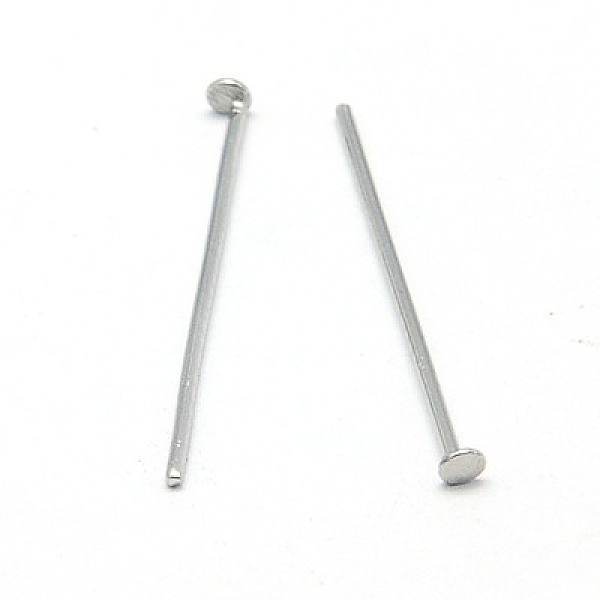 

PandaHall 304 Stainless Steel Flat Head Pins, Stainless Steel Color, 16x0.6mm, 22 Gauge, about 5000pcs/bag, Head: 1.5mm 304 Stainless Steel