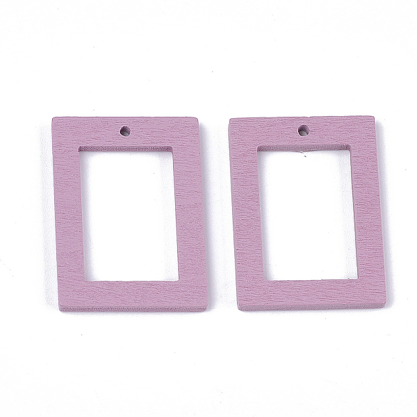 

PandaHall Spray Painted Wood Pendants, Rectangle, Plum, 35x25x2.5mm, Hole: 1.8mm Wood Rectangle Purple