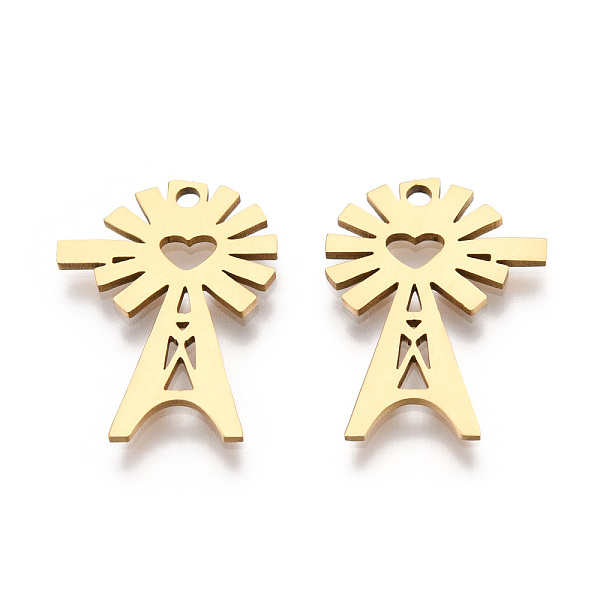 

PandaHall 201 Stainless Steel Pendants, Flower Charm, Real 18K Gold Plated, 20x15x1mm, Hole: 1.6mm 201 Stainless Steel Flower
