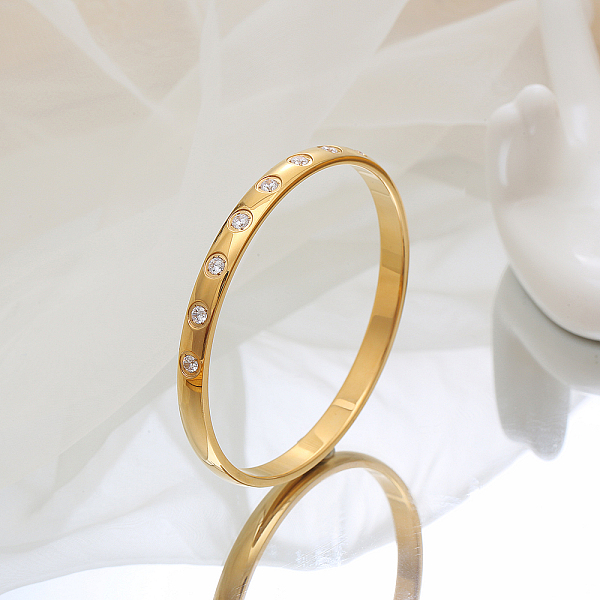 

PandaHall Stylish Stainless Steel Rhinestones Bracelet for Women, Perfect for Daily Wear, Golden Stainless Steel