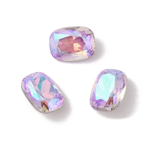 

PandaHall Glass Rhinestone Cabochons, Flat Back & Back Plated, Faceted, Rectangle, Tanzanite, 8x6x3.3mm Glass Rhinestone Rectangle Purple