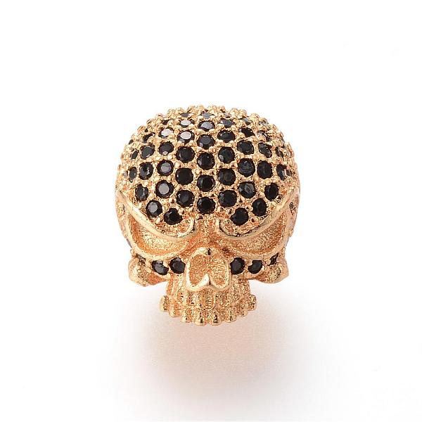

PandaHall Brass Micro Pave Cubic Zirconia Beads, Skull, Golden, 13.6x11.1mm Brass+Cubic Zirconia Skull