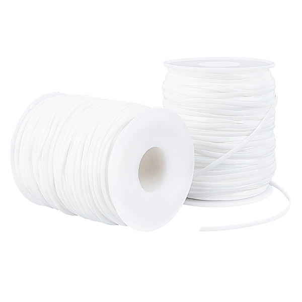 

PandaHall 2 Rolls 100m Plastic Lacing Cord 2.3mm Lanyard String for Jewelry Craft Bracelet Making, White Plastic White
