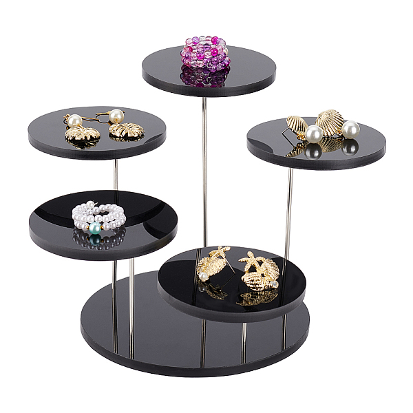 

PandaHall FINGERINSPIRE Round Acrylic Display Riser Stand 5 Tier Black Acrylic 3 inch Rotatable Jewelry Display Stands Acrylic Display...