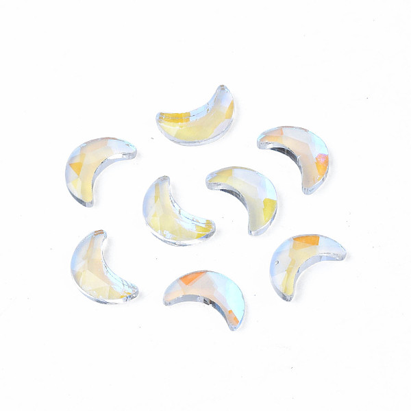 

PandaHall Glass Rhinestone Cabochons, Nail Art Decoration Accessories, Faceted, Moon, Clear AB, 8x5x1.5mm Glass Moon White