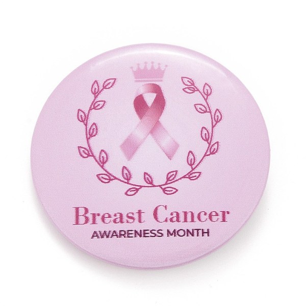 

PandaHall Breast Cancer Awareness Month Tinplate Brooch Pin, Pink Flat Round Badge for Clothing Bags Jackets, Platinum, Leaf Pattern, 44x7mm...