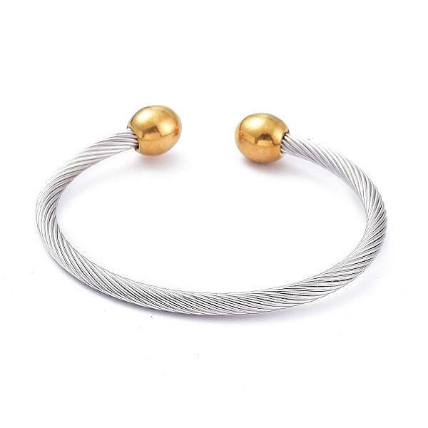 

PandaHall 304 Stainless Steel Cuff Bangles, Torque Bangles, Twist, Golden & Stainless Steel Color, 2-1/4 inch(5.7cm) 304 Stainless Steel