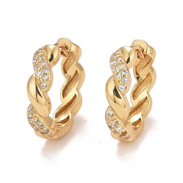 

PandaHall Clear Cubic Zirconia Twisted Rope Shape Hoop Earrings, Brass Hinged Earrings for Women, Cadmium Free & Nickel Free & Lead Free...