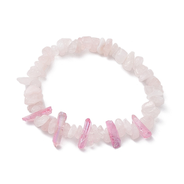 Natural Rose Quartz Chips Beaded Stretch Bracelets