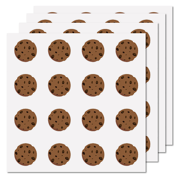 PandaHall CREATCABIN 128Pcs Chocolate Chip Cookie Stickers Biscuit Planner Stickers Waterproof Vinyl Decals for Packaging Cookie Bags Phone...
