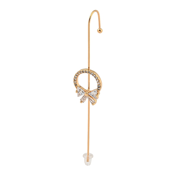 

PandaHall Rhinestone Stud Earring, Light Gold Zinc Alloy Ear Wrap Crawler Hook Earrings Earcuffs, Bowknot, 70x12mm Alloy Bowknot Clear