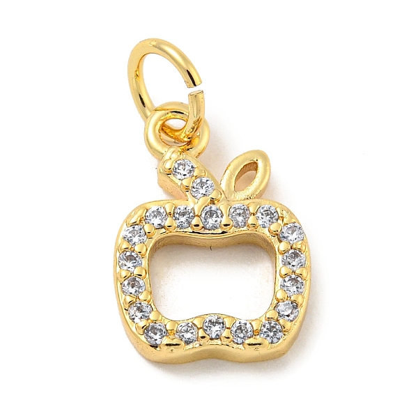 

PandaHall Rack Plating Brass Micro Pave Clear Cubic Zirconia Pendants, Long-Lasting Plated, with Jump Rings, Lead Free & Cadmium Free, Apple...